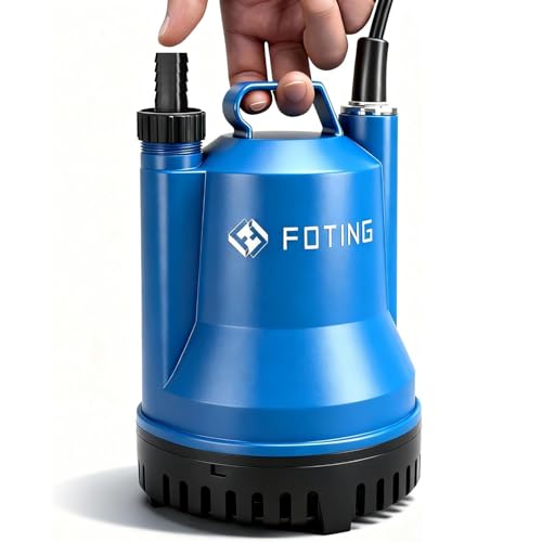 FOTING 200W Portable Submersible Pump Max Flow 4000 L/H Electric Sump Pump for Dirty/Clean Water Water Pump for Garden Pond Pools Ditches