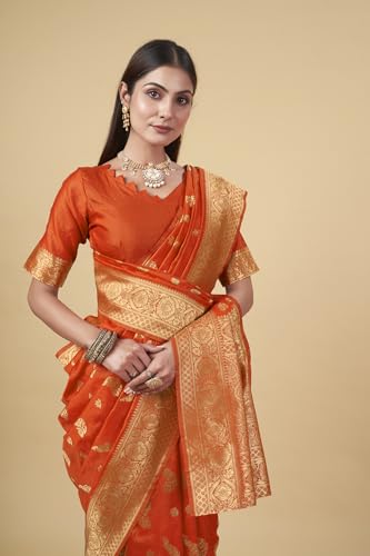 Image of Shasmi Women's Banarasi Saree Pure Kanjivaram Silk Saree Soft new ladies 2025 Design Wear Pattu Sarees Party Sari collections With Blouse Piece for Wedding sadi (PARI-188)