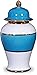 Produktbild Porcelain Ginger Jar,Ceramic Flower Vase,Ceramic Blue and White Ginger Jar with Lid for Home Decor, Decorative Striped Ceramic Temple Jar with Gold Accent, Helmet-Shaped Glazed Flower Vase (Size : Sma