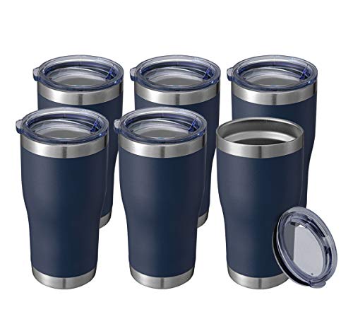Image of HASLE OUTFITTERS 20 oz Tumbler Bulk, Stainless Steel Tumblers with Lid, Vacuum Insulated Tumbler, Double Wall Powder Coated Cup, coffee mugs, Navy Blue, 6 Pack