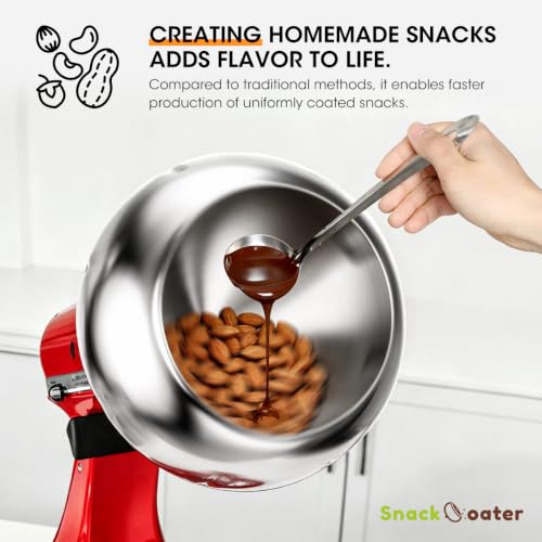 Image of Aieve Snack Coater Compatible with KitchenAid Tilt-Head Stand Mixer, Chocolate Coating Attachment for Freeze-Dried Strawberries,Almonds,Pistachios & Nuts,Ideal for Home Use