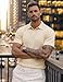 JMIERR 2026 Mens Casual Knit Polo Shirts Stretchy Old Money Textured Short Sleeve Dress Golf Shirts Apricot