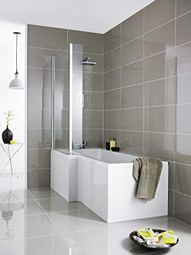 Image of NUIE WBS301 ǀ Modern Bathroom L Shape Square End Panel, 700mm x 500mm x 26mm, White