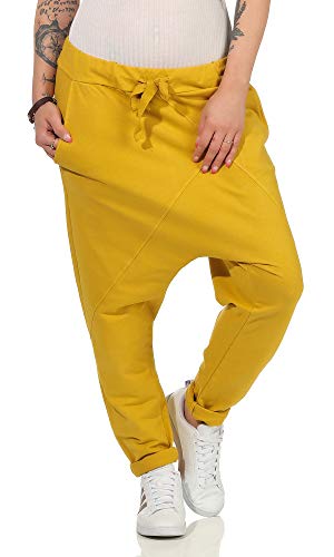 104 Pantalon de jogging/survêtement, pour femme, style boyfriend, pour loisirs, sport et fitness, jaune, One Size Cover