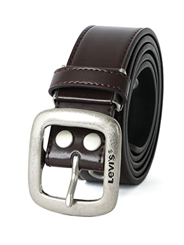 [リーバイス] ベルト メンズ 合成皮革 おしゃれ カジュアル ハトメベルト ブランド ロゴ 刻印 サイズ調整可能 ダークブラウン Free