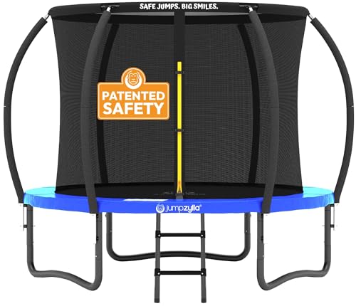 Image of JUMPZYLLA Trampoline Outdoor 8FT 10FT 12FT 14FT 15FT 16FT with Enclosure and Ladder, ASTM Approved Recreational Trampoline for Kids and Adults, Anti-Rust Coated Frame