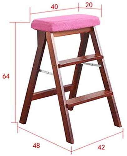 Taburete de escalera portátil en madera con estante desmontable 4
