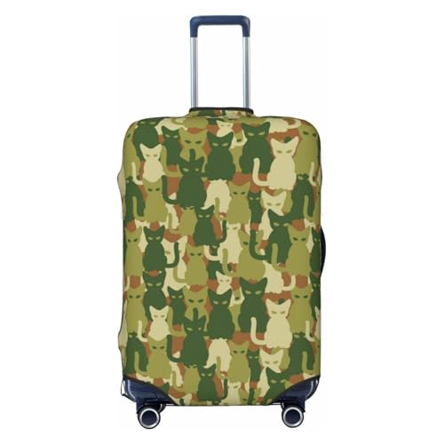 Luggage Cover Protector Suitcase Cover - Green Cat Camouflage Soft Fashion Uitcase Cover for Luggage