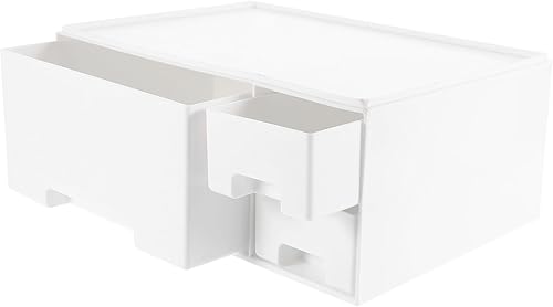 MERRYHAPY Monitor Riser with Drawer Storage Height Computer Stand for Home Office Multifunctional White Desktop Organizer for Monitors and Laptops