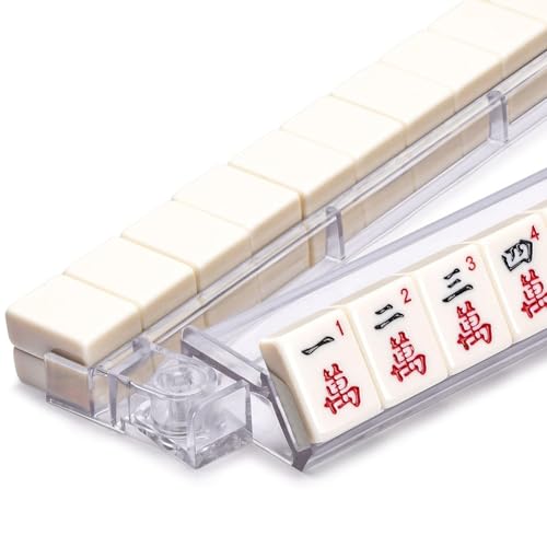 Niflirt Mahjong Racks with Pushers Acrylic 4PCS Set 18.5in American Majiang Tile Racks Mahjong Accessories and Gifts (Clear) by Niflirt - Image 2
