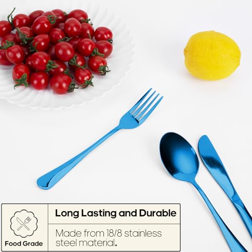 Image of Travel Utensils with Case, Quatish Portable Silverware Set for Work, Stainless Steel Reusable Travel Cutlery, Fork and Spoon Set for Camping, Picnic, Gadgets, Lunch Box for Men, Christmas Gift, Blue