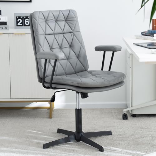 EYYTHUNG Grey Armrest Stationary Office Desk Chair