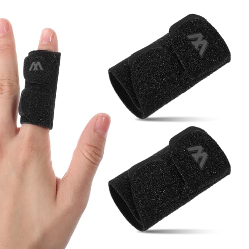 QFGasre Finger Splint (No Metal Support), 2PCS Adjustable Single Finger Sleeve Straps FingerSplints...