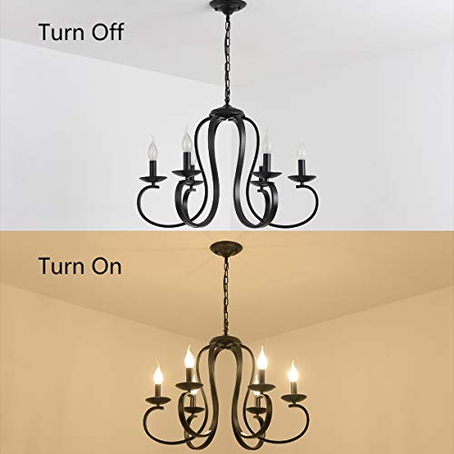 Ganeed 6 Lights Chandeliers,French Country Vintage Metal Chandelier Lighting,Candle-Style Pendant Light with Black Finish for Farmhouse,Dining Room,Kitchen Island,Foyer