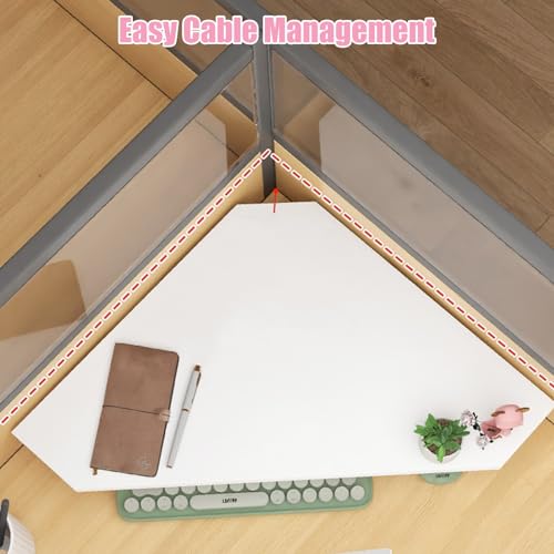 Soporte de monitor de esquina blanco de madera triangular para oficina 5
