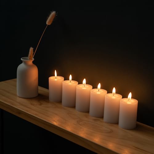 Image of Housecret 50 Pack 2 inch D x 3 inch H White Unscented Pillar Votive Candles, Hand Poured Wax Candle (20 Hour Burn Time) Ideal Gifts for Weddings Birthdays Christmas Holidays Party