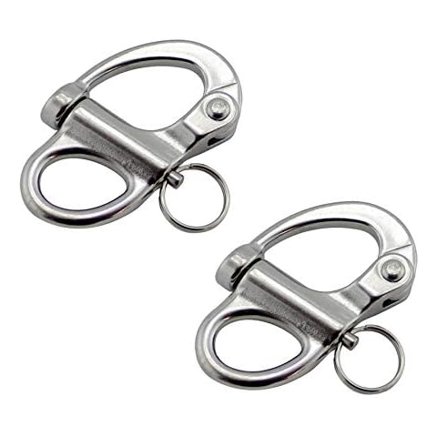 NRC&XRC Pair of 2"(52mm) 316 Stainless Steel Fixed Bail Snap Shackle for Bracelet, Sailboat Cover