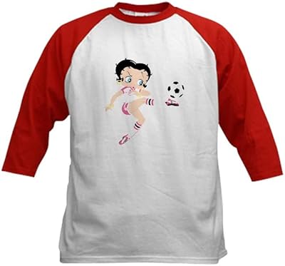 CafePress Betty Boop Soccer Girl Kids Baseball T Shirt Kids Cotton Baseball Jersey, 3/4 Raglan Sleeve Shirt