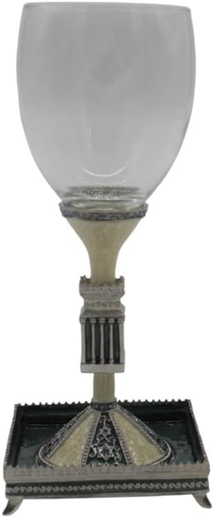Majestic Giftware Green Decorative Wedding Kiddush Cup with Base | (RM-GEMKC21) 7-Inch Premium Quality Judaica Kiddush Cup | Perfect Wine Cup for Shabbat, Passover & Holidays | Perfect Jewish Gift
