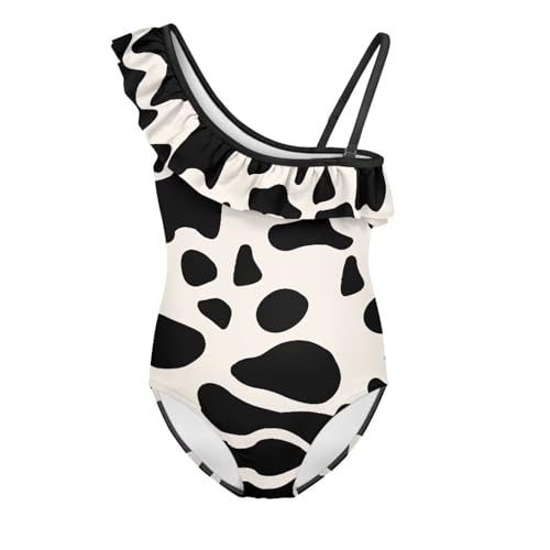 Girls One Piece Swimsuits One Shoulder Ruffle Swimwear Halter Bathing Suit Beach Hawaiian Swimwear 3-14