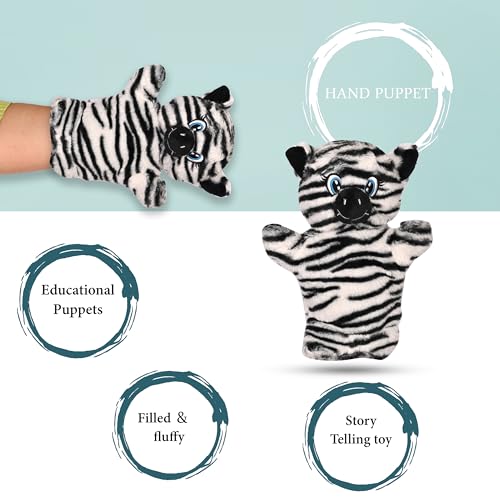 Image of Besties Zebra Hand Puppets for Kids - Soft Hand Puppets for Kids, Story Telling Puppet for Kids, Hand Puppet Toy, Plush Animals Hand Puppet Toys, Fun Play Learning Toys - Black (Zebra)