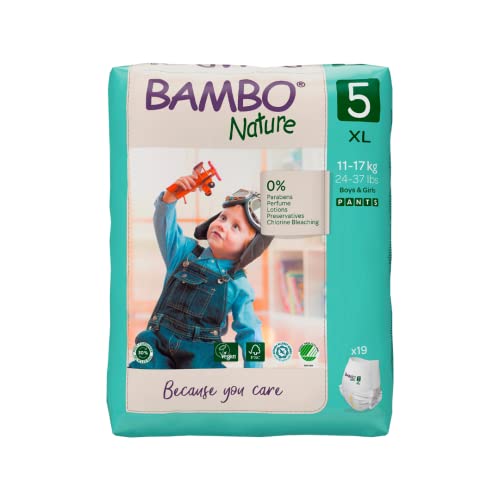 Bambo Nature Premium Baby Diapers Pants Style, XL, 19 Count Super