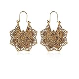 Yheakne Boho Mandala Blume Ohrringe Gold Tropfen Ohrringe Tribal Ohrringe Vintage Ethnische Creolen Schmuck für Frauen und Mädchen (Gold)
