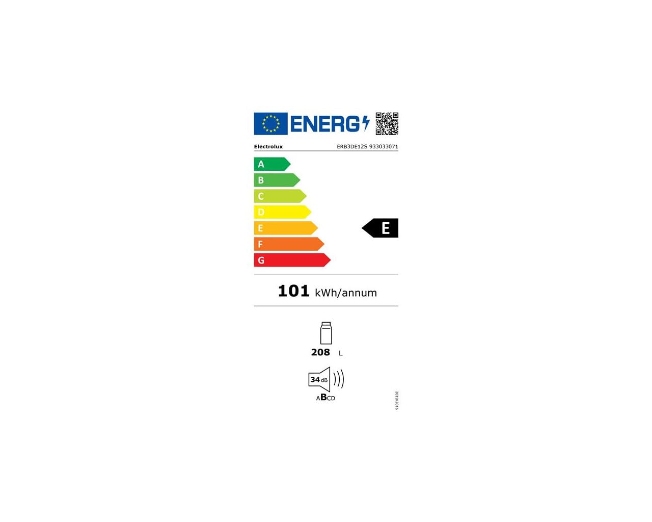 Refrigérateur 1 Porte Intégrable À Glissières 208l - ERB3DE12S