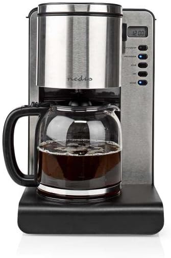 Nedis Macchina da caffè | capacità massima: 1,5 l | Numero di tazze contemporaneamente: 12 | Tenere al caldo | Accendere il timer | Display LCD | Funzione orologio | Alluminio/Nero