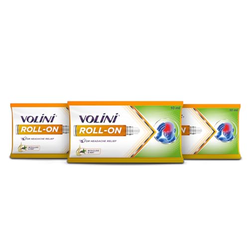 Image of Volini Headache Relief Roll-On, 10ml, Instant Relief, with Clove & Mint, Non-Sticky, On-the-Go Relief - Pack of 3
