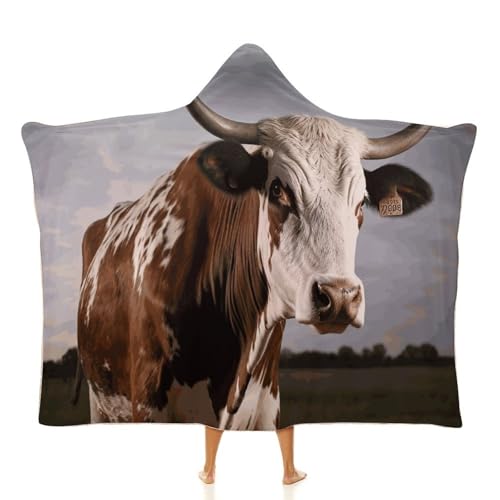 Cape à capuche imprimé vache plaid chaud canapé voyage bureau