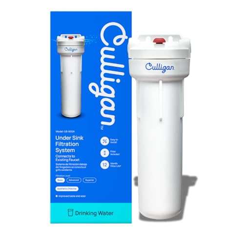 Culligan US-600A Under-Sink Water Filtration System – Water Filter Reduces Chlorine Taste & Odor – Includes D-20A Cartridge, Mounting Hardware & Wrench – 1,000 Gallon Capacity