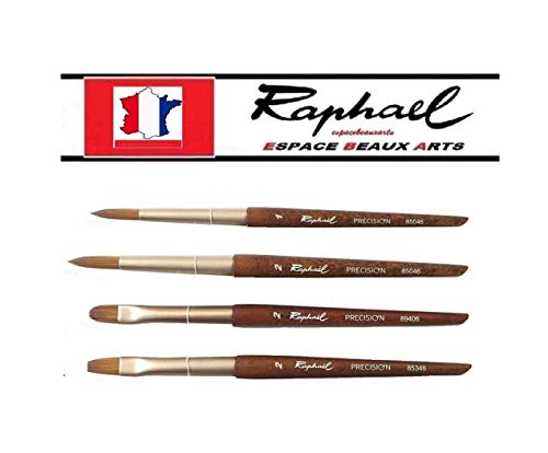 ESPACE BEAUX ARTS Juego de Pinceles y 4 Acuarela,Pincel de Acuarela Travel 4 Surtido .imitación Marta Mini Brush. (Raphael France) (Importación de Francia)