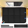 funomo RV Skylight Window Shade, 23 ¼" (L) x 15 ¼" (W), Foldable Magnet RV Blackout Cover, UV Rays Protection Camper Trailer Fan Vent Cover, Waterproof Thickened Oxford Fabric (Black)