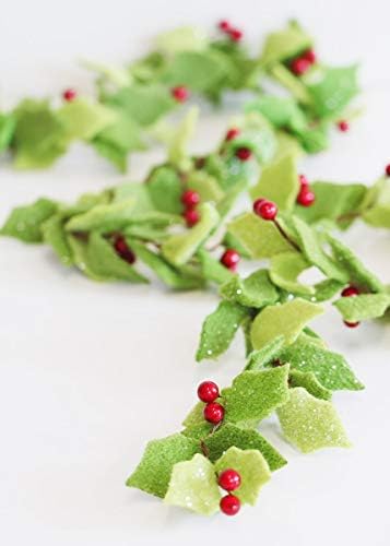 Afloral Felt Holly Garland with Red Berries - 48" Long