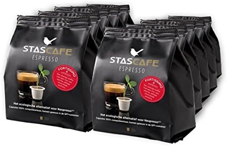 100% Biodegradable Nespresso Compatible Coffee Capsules - Fortissimo Flavor (100 Pods) - Fits All Original Line Nespresso Machines - By STASCAFE of the Netherlands
