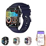 Kuisoe GlucoCare SOS - Smartwatch con GPS sportivo, con misurazione della pressione sanguigna e ECG, temperatura corporea, chiamate Bluetooth, compatibile con Android/iOS (blu)