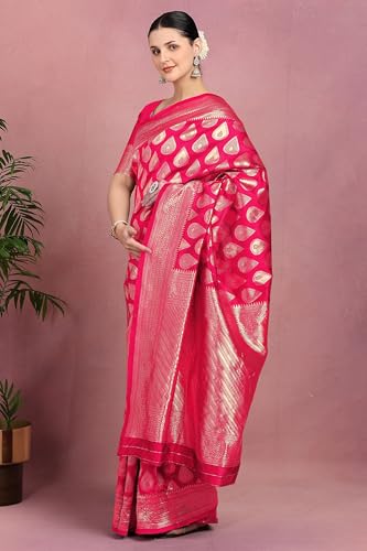 Image of Subham Saree for Woman Silk Cotton Kanjivaram | Soft Daily Wear Golden Zari Sari with Jacquard Blouse Piece