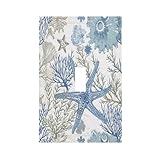 ROUGUI Decorative Switch Plate Covers Blue and White Starfish Sea life 1 Gang Wall Plate Single Toggle Light Switch Cover Plate Jumbo Electrical Switchplate Receptacle Faceplate for Bathroom Decor