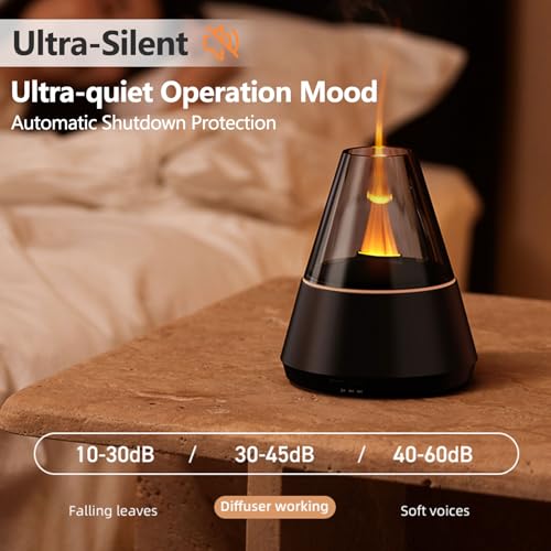 Flame Essential Oil Diffuser, Upgrade 7 Colour Lights Aromatherapy Diffuser, Oil Diffuser, Air Humidifier, Aroma Diffusers for Home, Bedroom, Office, Yoga, Timer & Waterless Auto Off — view 5