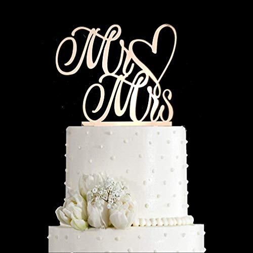 Mr And Mrs Cake Topper - Bride And Groom Sign Wedding Engagement Cake Toppers Decorations (Mirror Rose Gold Acrylic) #TOP1