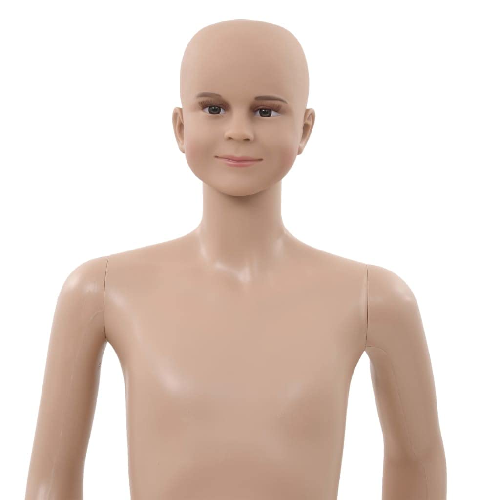 vidaXL Maniquí Niño Cuerpo Completo Beige 140 cm Vidrio Muñeco Modelo de Ropa