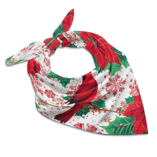 Cardinal Bird Poinsettias Head Scarf for Women Hair Square Scarves Headscarf for Sleeping