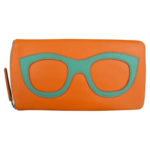 Image of ili New York Smooth Leather Soft Eyeglass Case, Zip Closure with RFID Blocking Lining, Travel-Friendly in Vibrant Colors