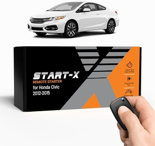Start-X Remote Starter Kit for Honda Civic (2012, 2013, 2014, 2015) Vehicles | Key Ignition | Plug & Play Install | Lock 3X to Remote Start | Zero Wire Splicing