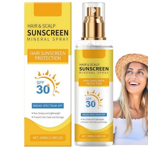 Image of 100ML Scalp&Hair Sunscreen Spray SPF 50,Non-Greasy UV Protection Spray to Prevent Color Fade&Dryness,Hair UV Sun Protection Spray,Sun Cream Sp-ray for Hiking,Long Lasting Hydration,for Daily Use
