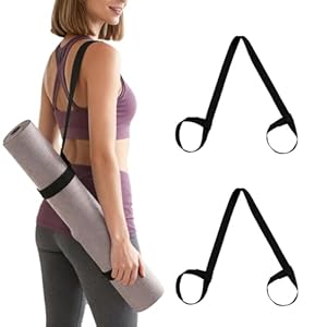 2Pcs Yoga Mat Strap for Carrying – Black Yoga Mat Carry Strap Sling, Adjustable Loops for All Mat Sizes (Yoga Mat not included)