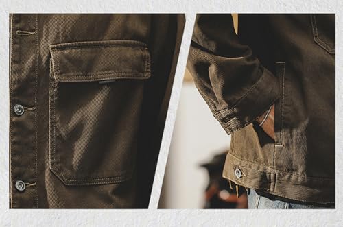 Men's Cotton Shirt Jacket Long Sleeve Button Down Casual Overshirt Lightweight Shacket with Flap Pockets4