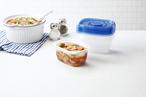 Glad GladWare Medium Rectangle Food Storage Containers with Lids, Airtight Leak-Resistant Plastic Containers for Soup Salad Meal Prep, Microwave Dishwasher Freezer Safe, 24 Oz, 5 Count - Image 3