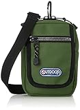 [OUTDOOR PRODUCTS] ミニポーチ カラビナ付 ショルダーベルト付 スマートフォン収納 ルミナス メタル風ファスナー グリーン F